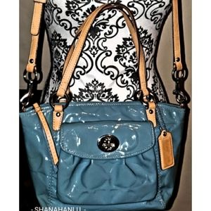 Coach Sig.C Embossed Blue 💙 Patent Leather Bag
